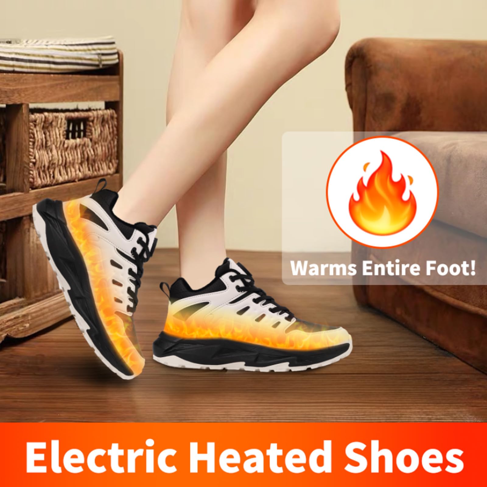 Chaussures de randonnée pour homme et femme - Chaussures d'hiver chaudes - Chaussures chauffantes rechargeables - Chaussures basses de trekking