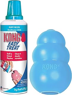 KONG - Puppy Toys for Teething with Puppy Easy Treat Stuffing (Colors May Vary) - for Medium Puppies