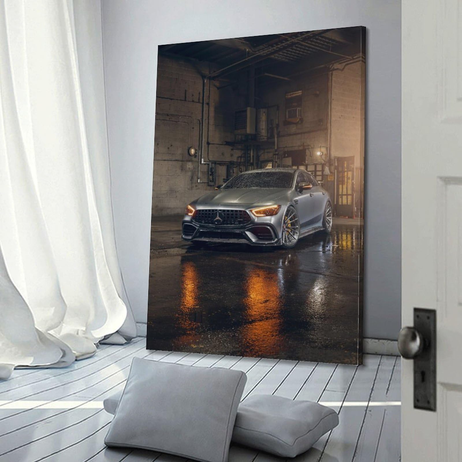 Tableau Sur Toile Mercedes AMG GT - 50x75 Cm - Neuf - Décoration Murale Voiture Sportive - Idée Cadeau