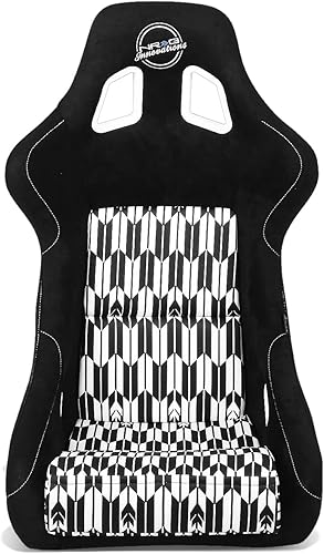 Vista 30 de NRG Innovations NRG-FRP-302BK Asiento de carreras con respaldo fijo de fibra de vidrio (grande), compatibilidad con arnés de 4 puntos, Alcántara