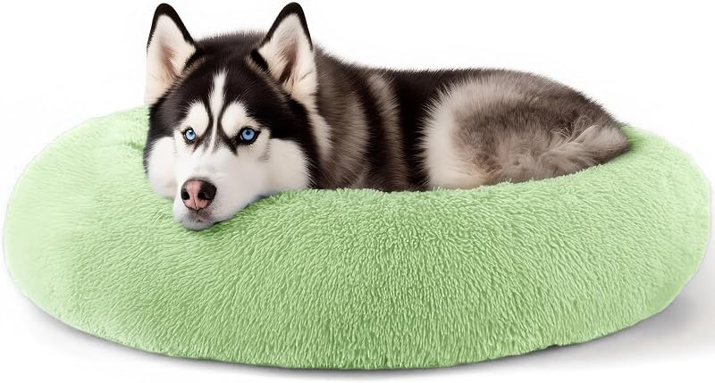 Cama Redonda Extra Grande para Cães com Bordas Elevadas e Base Antiderrapante Hoewina Verde