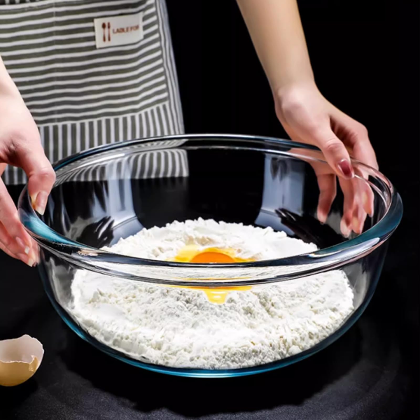 Extra große Glasschale für Sauerteigbrot, Glas-Rührschüssel für Sauerteigbrot mit Deckel, Backbehälter für Küche, Kühlschrank, Organisation