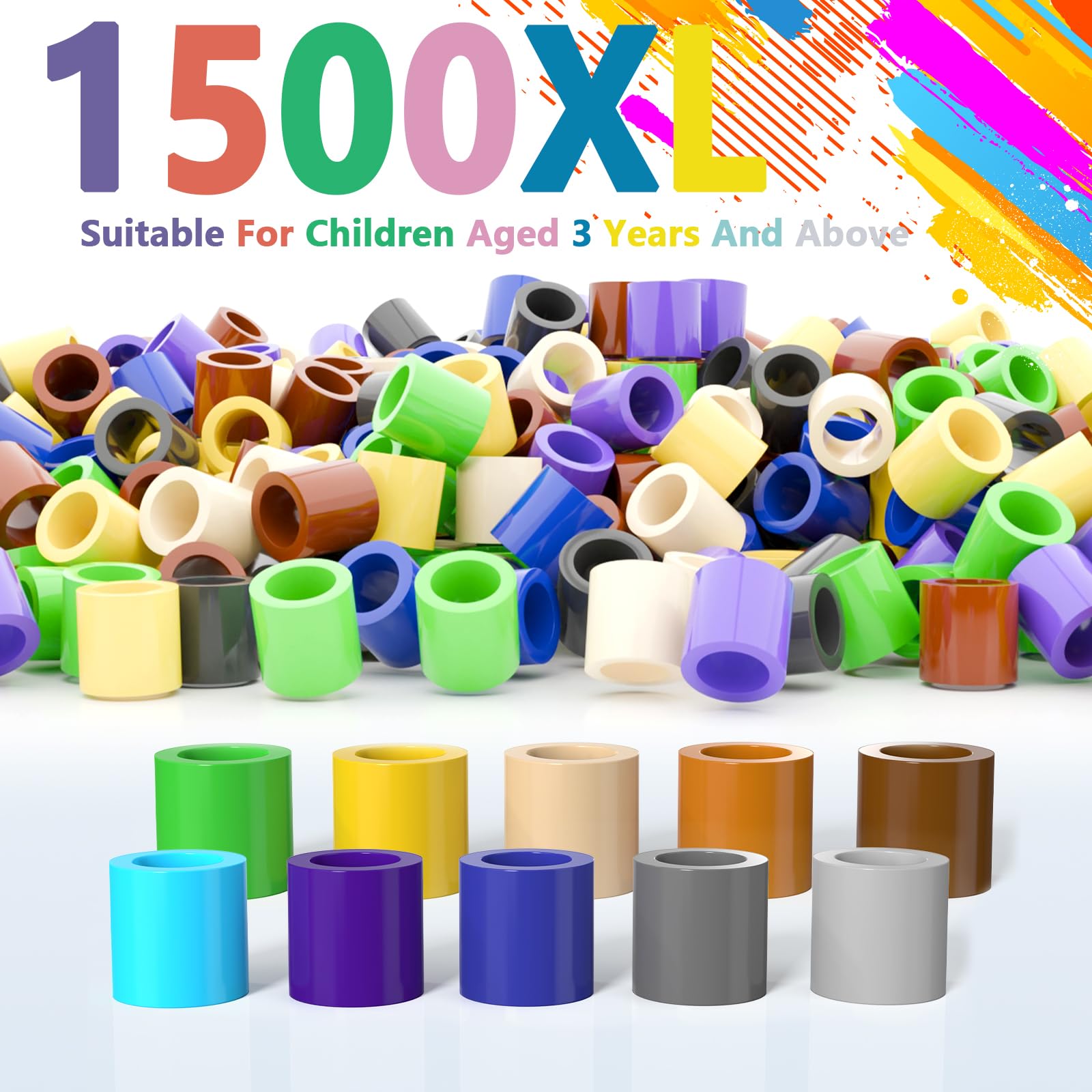 ALYLDSGS Large Ironing Beads 10 mm, 1500 Pieces XL Ironing Beads Set for Children from 3 Years - Image 2