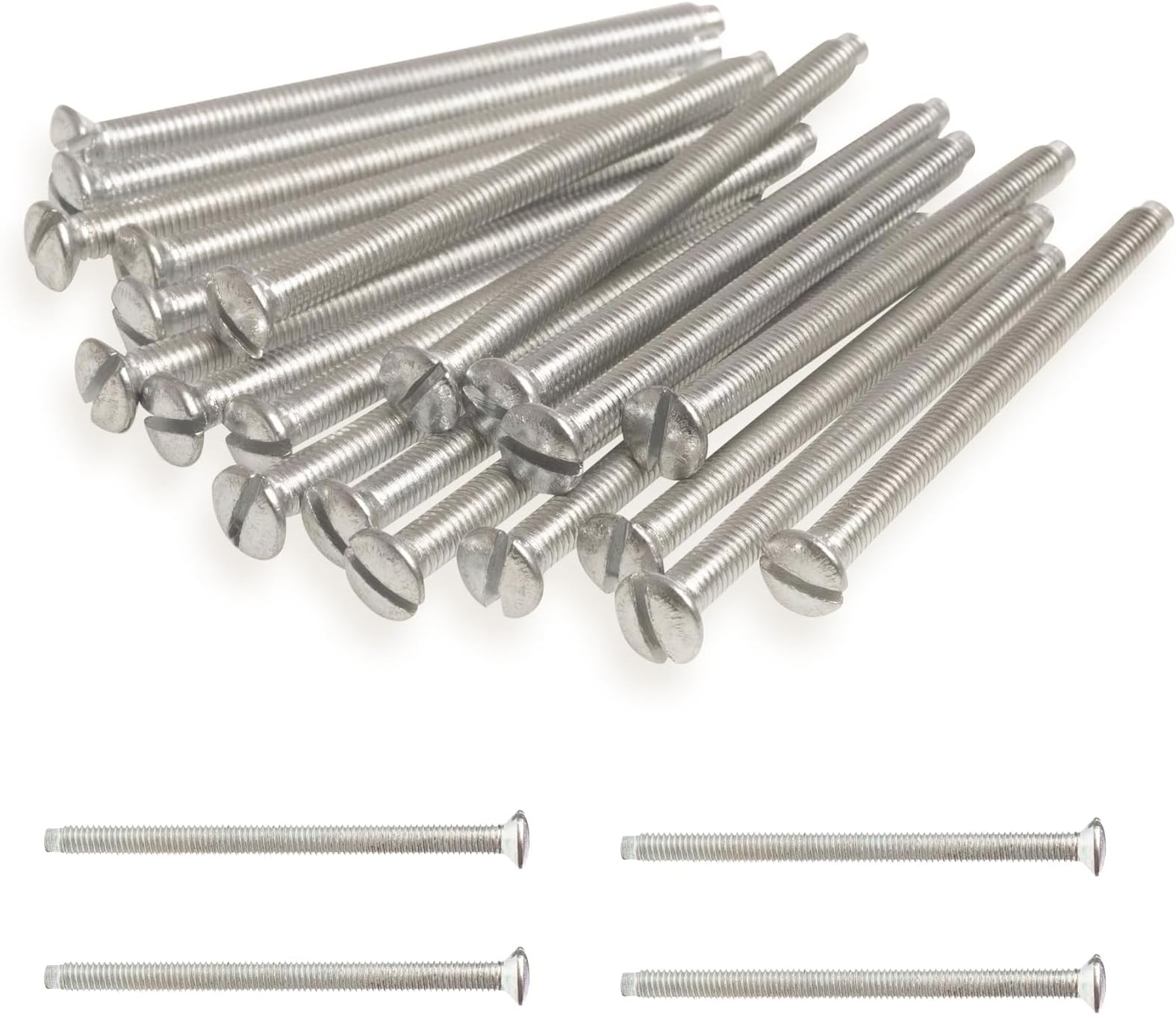 40PCS M3.5 Electrical Socket Screws, Silver Flat Head Slotted Machine Screws, Length 30mm, Electrical Switch Screws for Socket & Switch Installation, Back Boxes & Faceplates