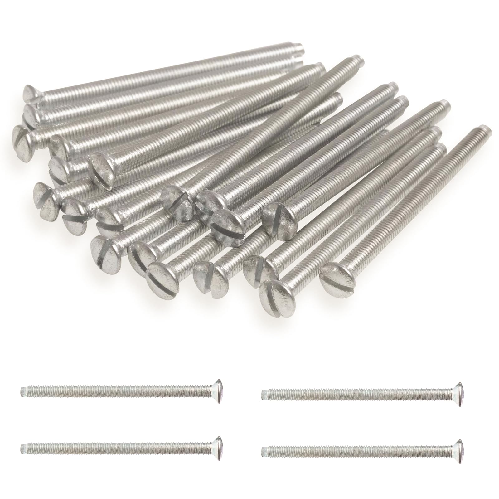 40PCS M3.5 Electrical Socket Screws, Silver Flat Head Slotted Machine Screws, Length 30mm, Electrical Switch Screws for Socket & Switch Installation, Back Boxes & Faceplates โ image 1