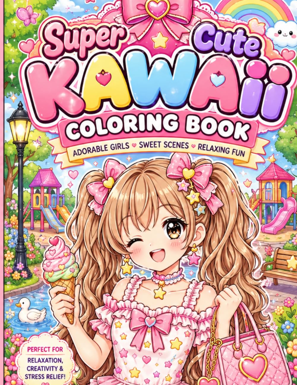 Super Cute Kawaii Coloring Book: Adorable Girls • Sweet Scenes • Relaxing Fun