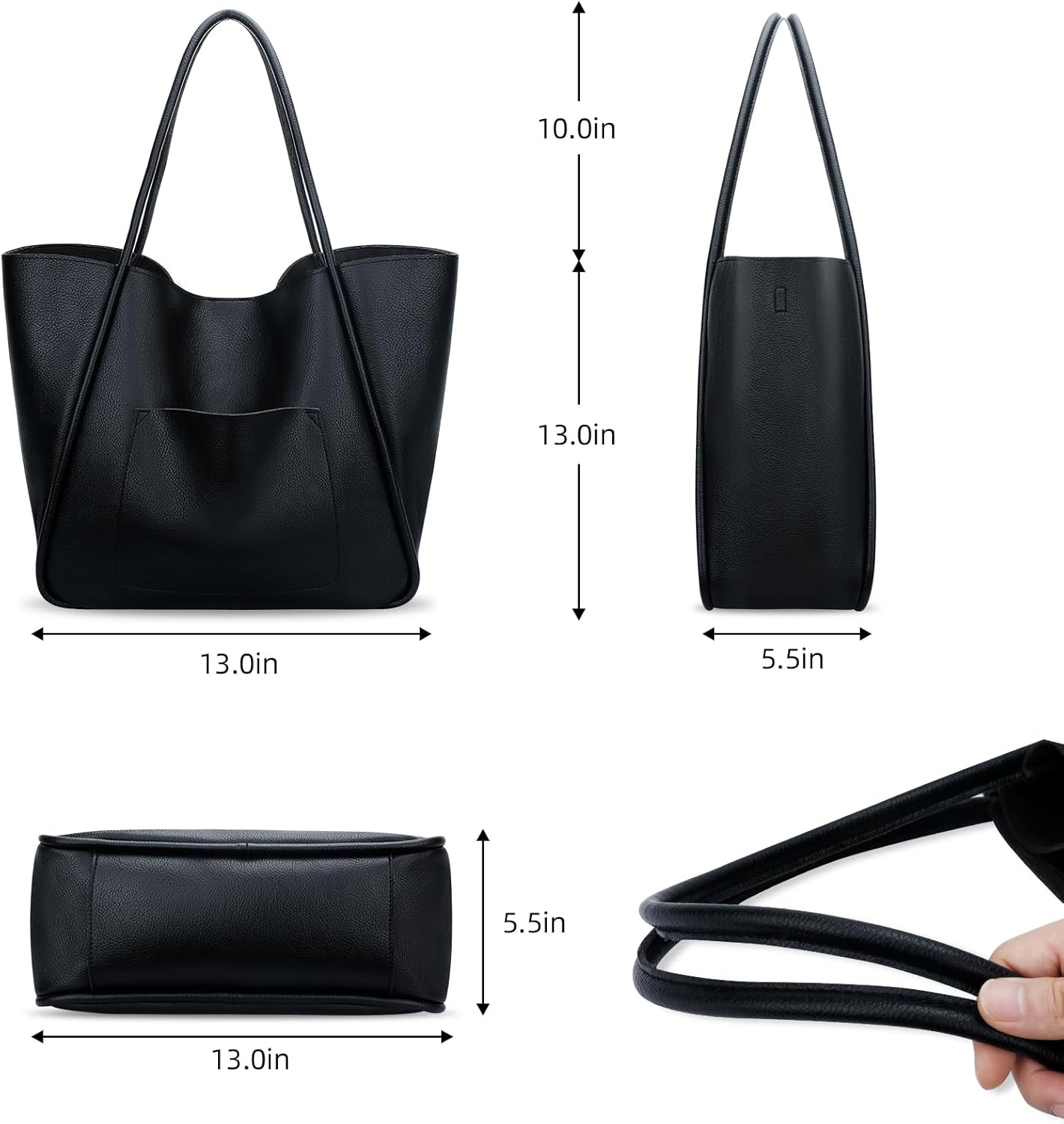 KKXIU Tote Bag for Women Vegan Leather Shoulder Purse Large Capacity Travel Bag - Image 6