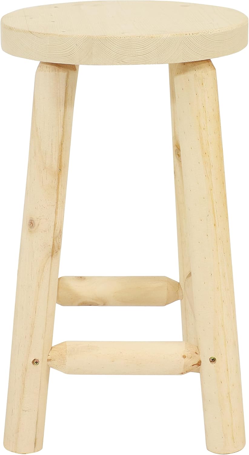 Sunnydaze 24-Inch Fir Wood Backless Counter-Height Stool - Unfinished
