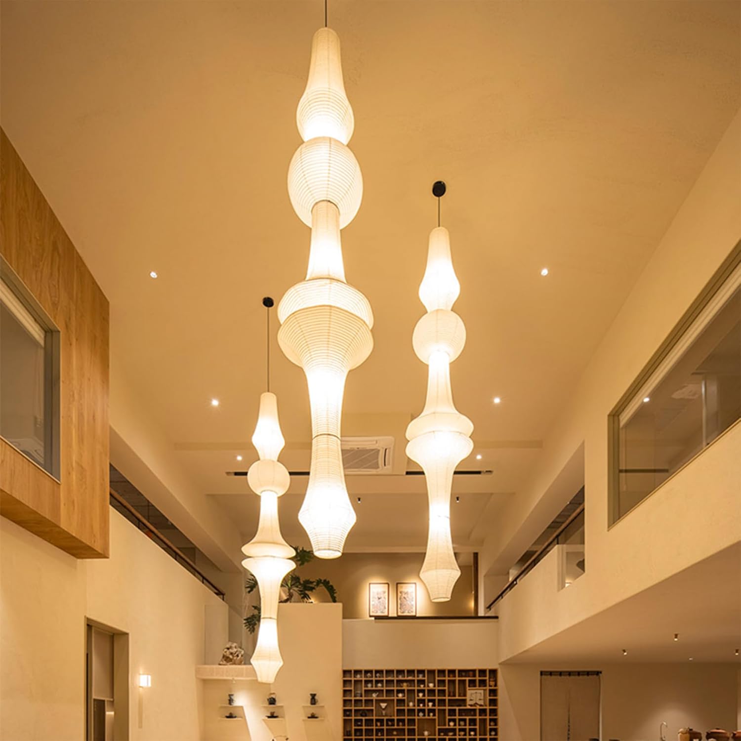 Generic Multi Layer Rice Paper Lamp, Rice Paper Lampshades, Wabi Sabi Wind Rice Paper Pendant Lights, Noguchi Hanging Light, Noguchi Light Fixture (Style B: D11 * H33.5 in), White