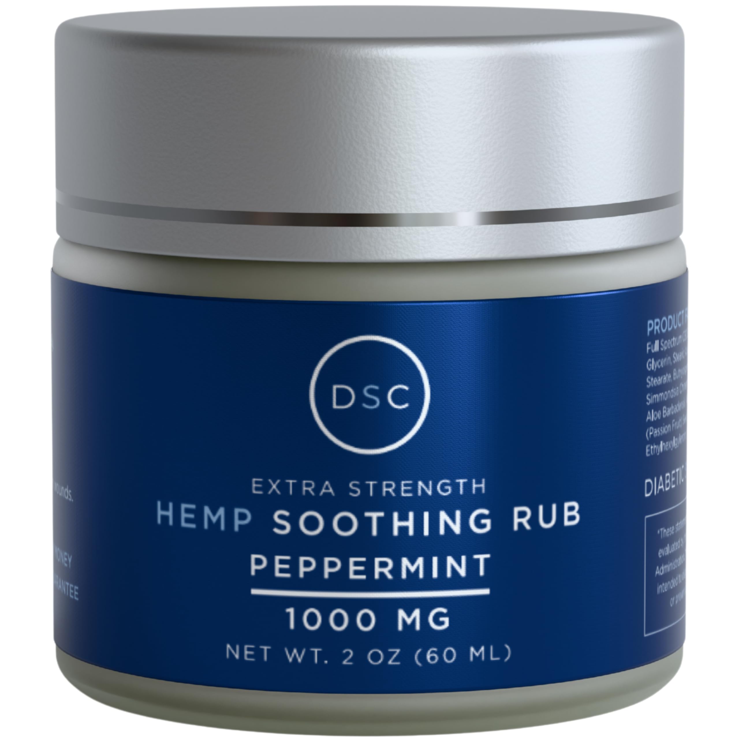 Diabetic Sock Club Joint & Muscle Relief Cream – 1,000mg Extra-Strength Hemp Rub with Cooling Peppermint & Arnica, Made in USA – Fast-Absorbing