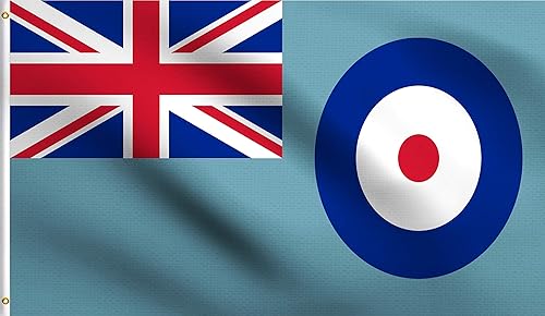 DMSE - Bandera de la Royal Air Force Ensign RAF de 3 x 5 pies, 100 % poliéster, 100 % poliéster, resistente a los rayos UV (3 pies x 5 pies)