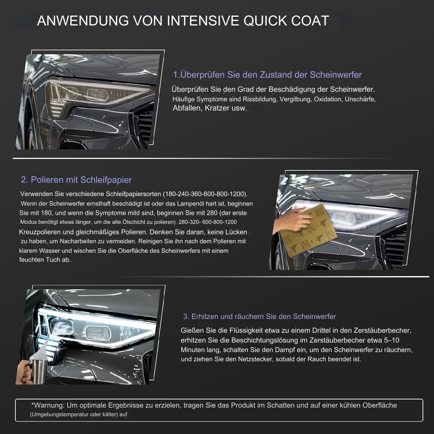 Scheinwerfer Aufbereitung Set Mit Tragetasche, Das Komplette Scheinwerfer Polierset, Scheinwerfer Bedampfen Set FüR Vergilbungen, Kratzer, UnschäRfen