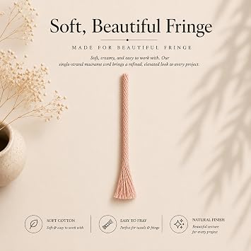 BOCHIKNOT Macrame Cord 4mm x 109yds - Single Strand Twist Macrame Cord - Cotton Cord for Macrame Knotting, Wall Hangings, Plant Hangers - 4mm Macrame Cord (109yds, Blush)