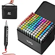 120-Color Alcohol Markers Dual Tip Brush & Fine, Permanent Art Coloring Set for Adults Kids Books Sketch Illustration Card Making, Professional Alcohol-Based Marker Kit