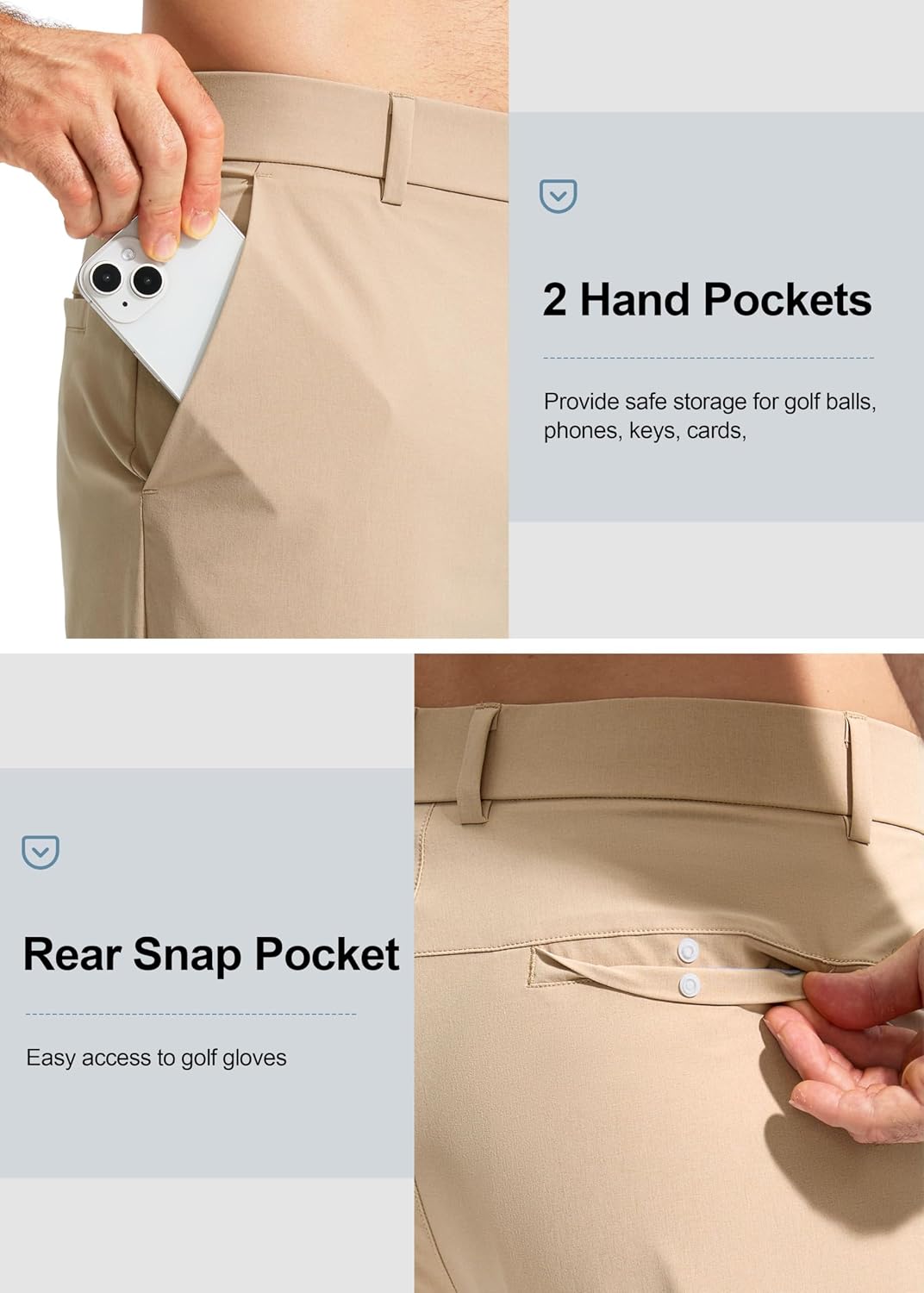  Men's Golf Pants Stretch Work Dress Comfy Pants 30"/32"/34" Lightweight Quick Dry Casual Slacks Trousers with Pockets thumbnail