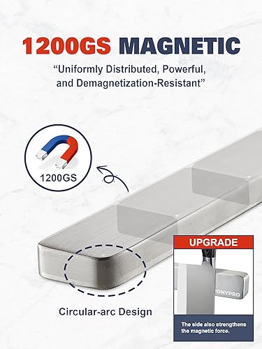 Miniatura 3 de Soporte magnético para cuchillos para pared, tira magnética de cuchillos de acero inoxidable para refrigerador con cinta adhesiva fuerte, estante