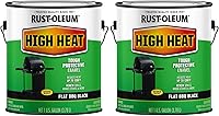 Vista 13 de Rust-Oleum 7778502 Pintura de esmalte protector de brocha de alta temperatura, cuarto de galón, negro mate para BBQ