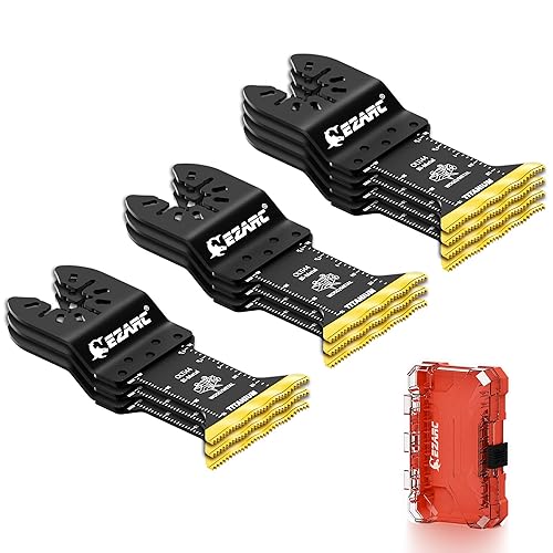 Miniatura 8 de EZARC Juego de 4 hojas de sierra oscilante de titanio, cuchillas multiherramienta de corte por inmersión para tornillos de uñas de metal y madera