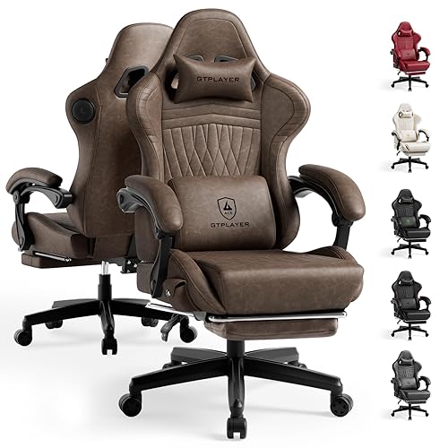 GTPLAYER ACE-PRO Music Gaming Chairs – Built-in Speakers, App Support & Bluetooth Control, Footrest & Pocket, Gamer Chair for Adults, Light Brown - Light Brown