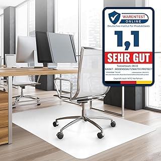 OfficeMarshal Bodenschutzmatte Bürostuhl, Schreibtischstuhl Unterlage transparent, Unterlage Schreibtisch Schutzmatte, Bodenschutzmatten für Bürostühle, 90 x 120 cm für Hartböden (Weiß)