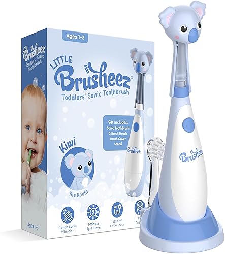 Brusheez Cepillo de dientes sónico para niños pequeños, cepillo de dientes seguro y suave para edades de 1 a 3 años con temporizador integrado