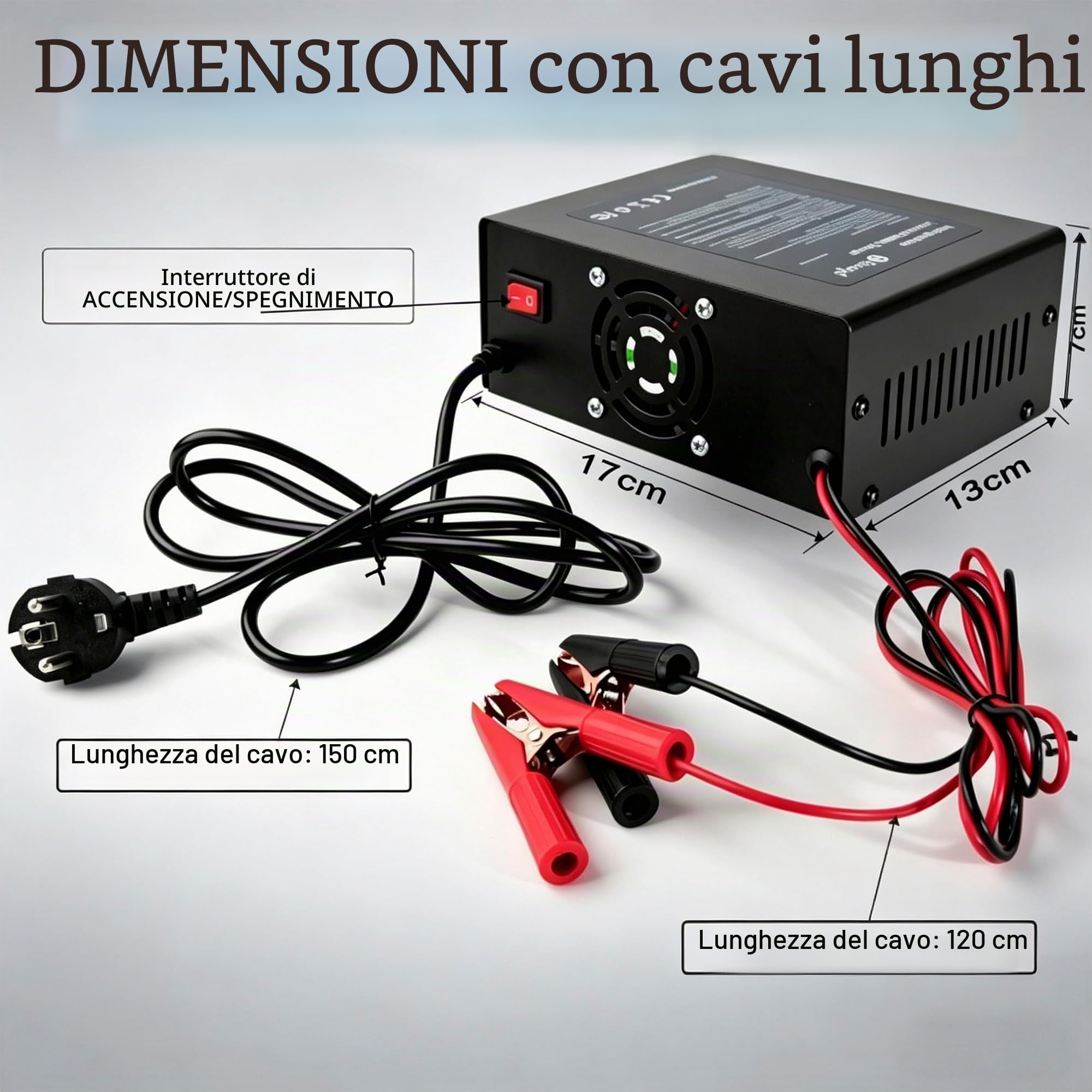 Etrogo Caricabatterie Auto 6V 8V 12V 24V 10A 250W Caricatore di Impulsi Intelligente Automatico con Funzione di Rilevamento Automatico Riparazione Manutenzione con Schermo LCD
