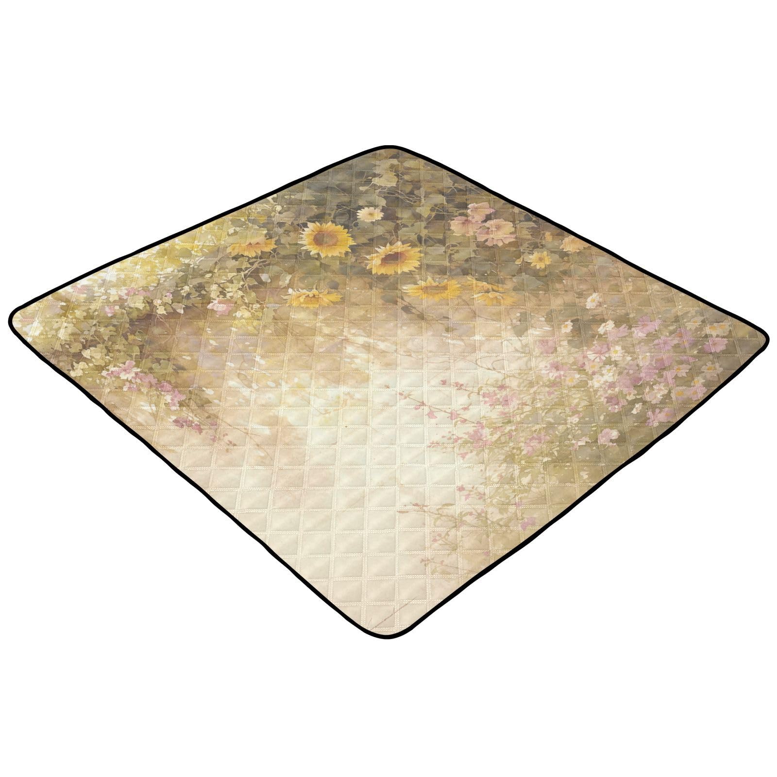 Kigai Vintage Wall Flowers Baby Play Mat for Floor and Playpen 50x50 inch Non-Slip Baby Activity Playmat Waterproof Foldable Crawling Mat for Infants Toddlers