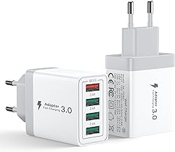 Pack of 2 Multi USB Charger, 33 W QC3.0 Quick Charger iPhone Charger for Samsung Galaxy, iPhone X XR XS 8 15 16, Universal Adapter Charge Power Supply Mobile Phone Plug