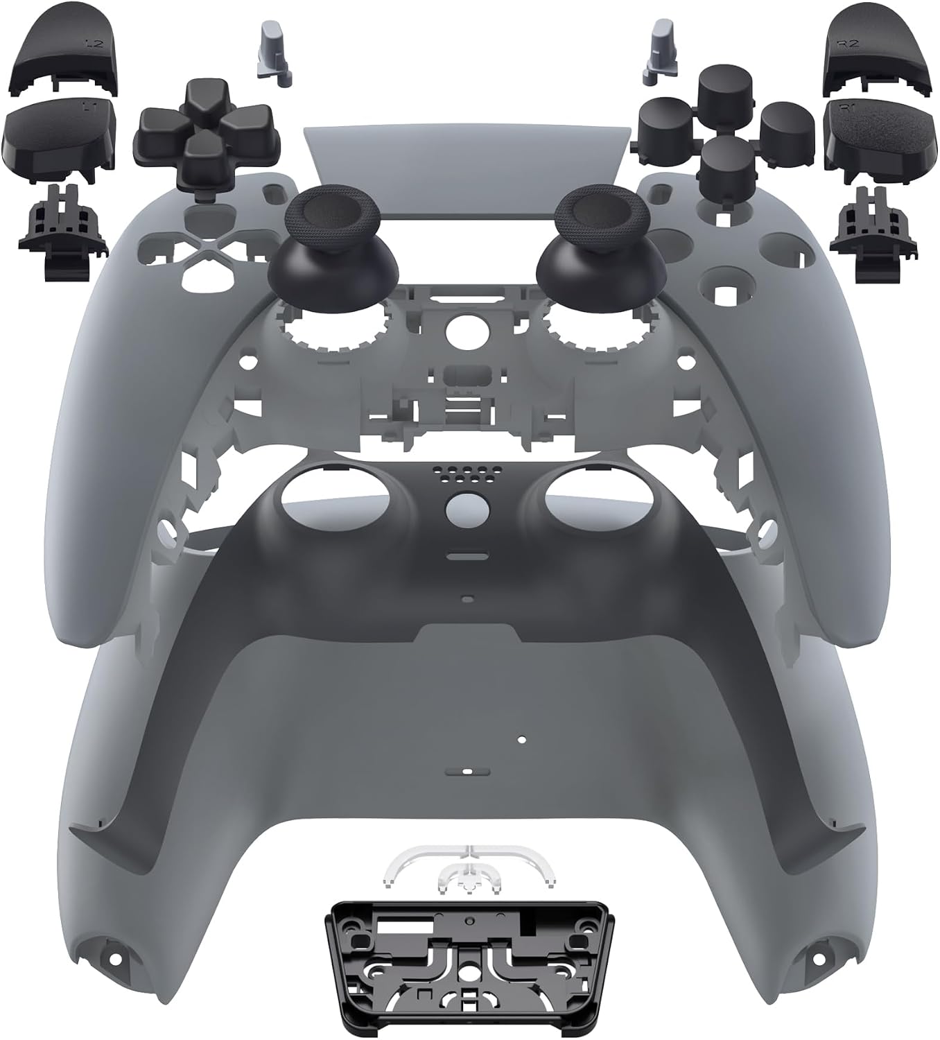 eXtremeRate Replacement Full Set Shell with Buttons Touchpad Cover, Custom Clear Red Decorative Trim Shell Front Back Plates Compatible with p 5 Controller BDM-030 BDM-040 BDM-050 Models