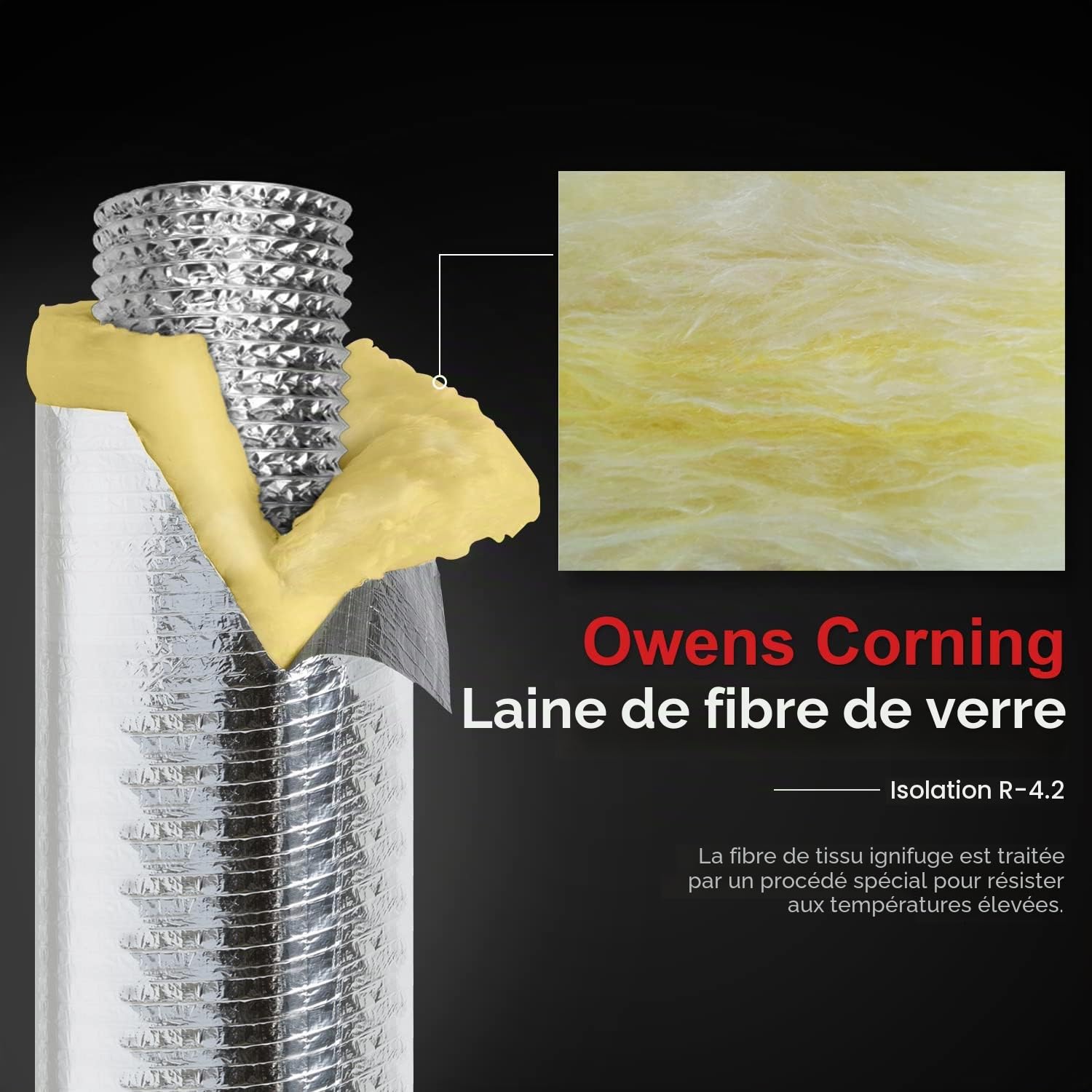 Gaine flexible isolée R4.2 Silver Gaine 6 po x 7,6 m, Isolant Thermique, 6 – Conduits flexibles – Conduits et ventilation