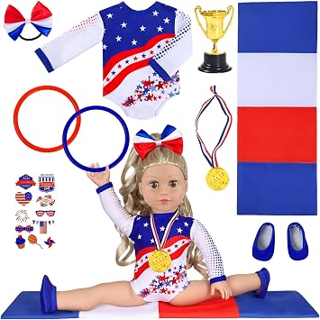 Ecore Fun 18 Inch Girl Doll Olympic Gymnastics Clothes and Accessories