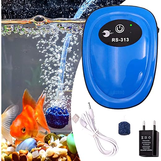 BURAQ Pets USB Rechargeable Aquarium Air Pump