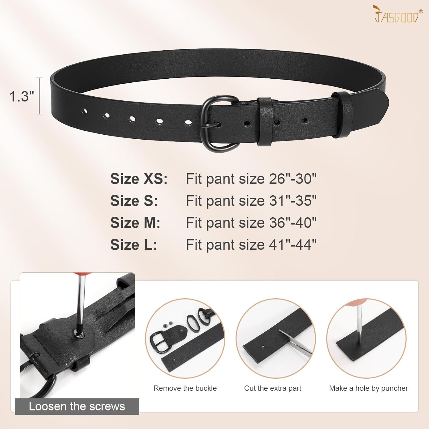 JASGOOD Women Leather Belt for Jeans Pants Gold Buckle Lady Casual Dress Waist Belt - Image 5