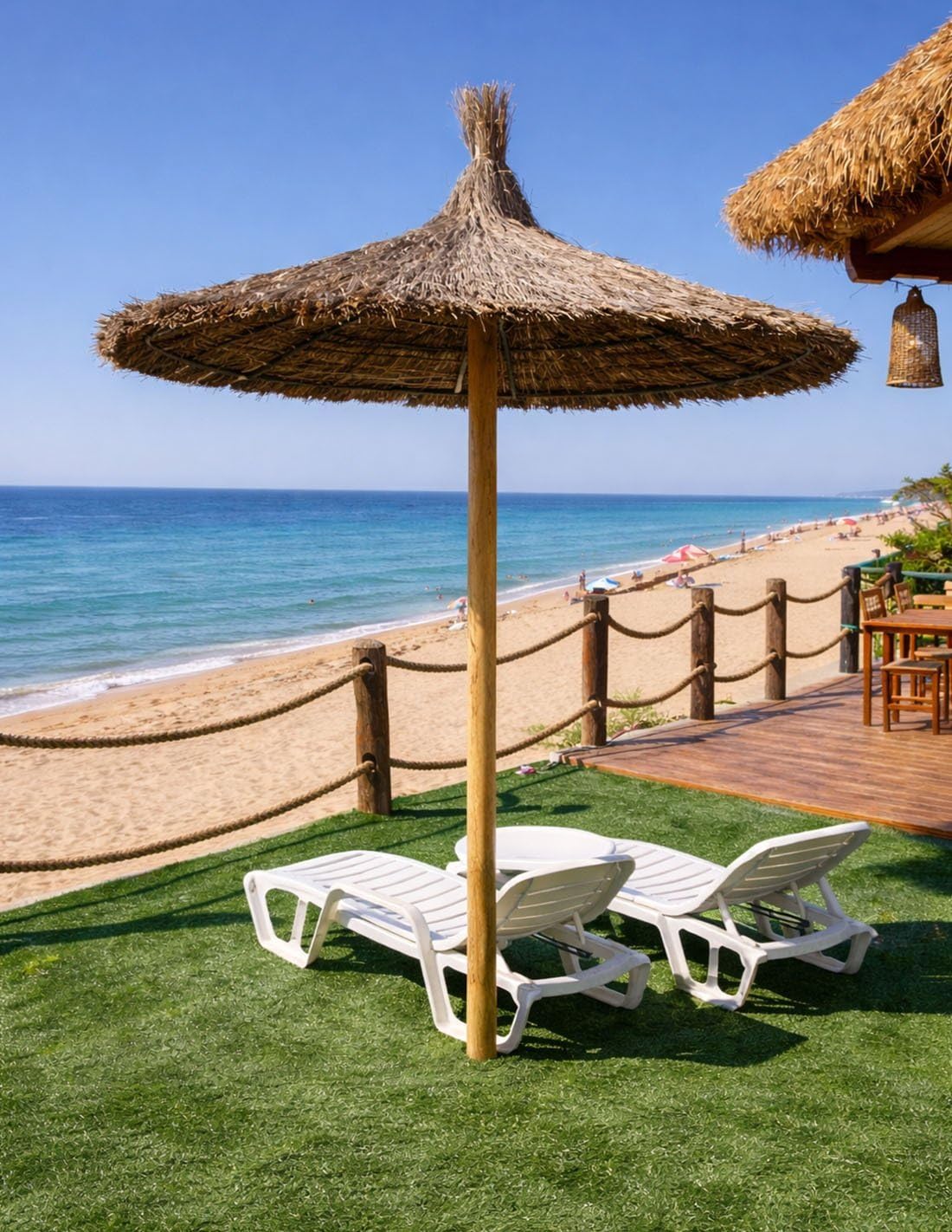 Jardin202 - Palo de Madera Tratada con Punta para Sombrilla de Brezo o Esparto | Poste Exterior Parasol | Largo 2.5m x Diametro 9.5cm