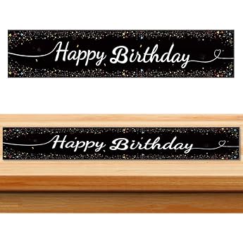 Table Runner Birthday Tablecloth Black Happy Birthday Table Runner Happy Birthday Table Decoration Birthday Decoration for Men Girls Boys Birthday Decoration Party Decoration 180 x 35 cm