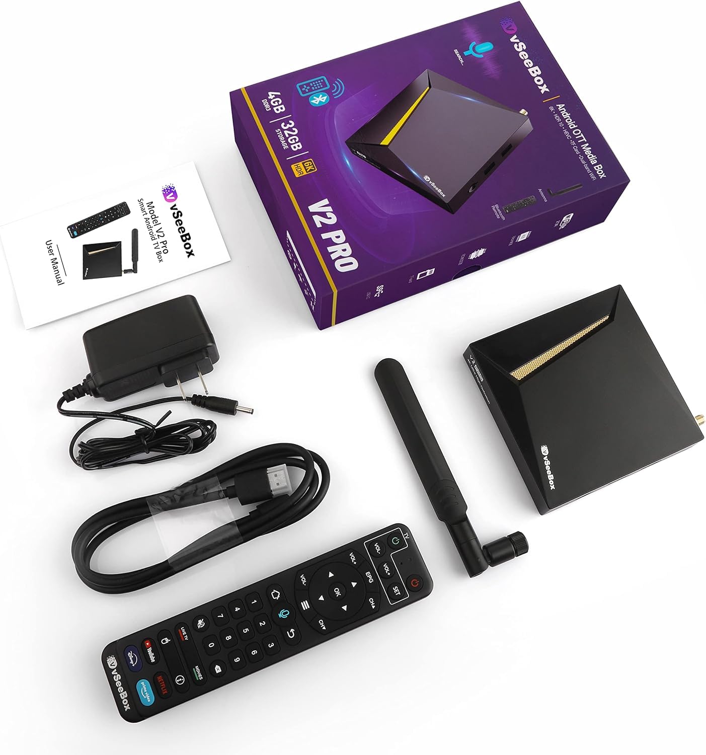 2024 vSeeBox V2 Pro, Fastest Android TV Box with Voice Remote Control, and  HDMI Cable (4GB RAM+ 32 GB ROM) : Amazon.com.au: Electronics