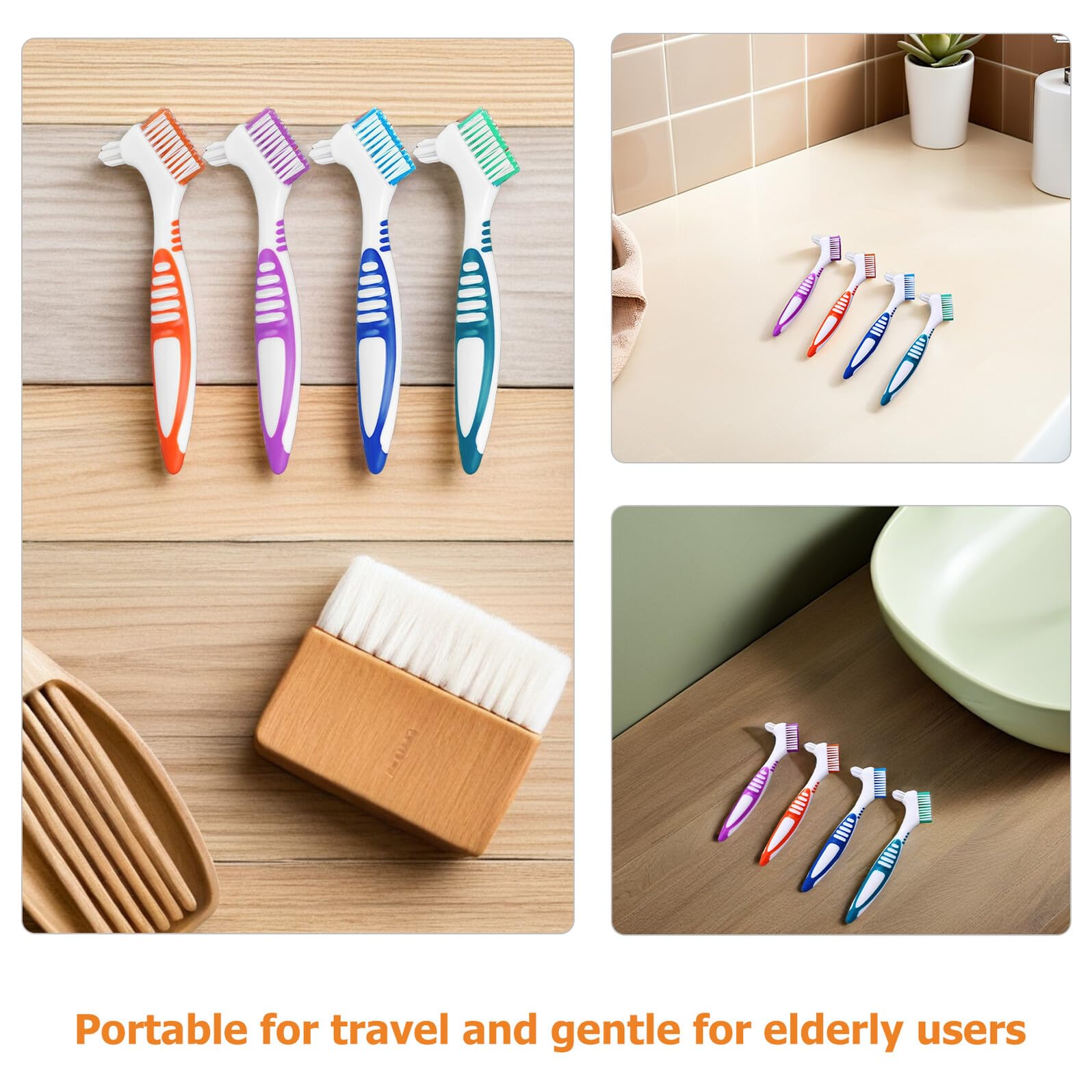 KOMBIUDA 12 Pezzi Spazzolino Doppia Faccia per Pulizia Protesi Setole Morbide per Denti Falsi Apparecchi Ortodontici e Bite Strumento Portatile per Igiene Orale Profonda e Delicata