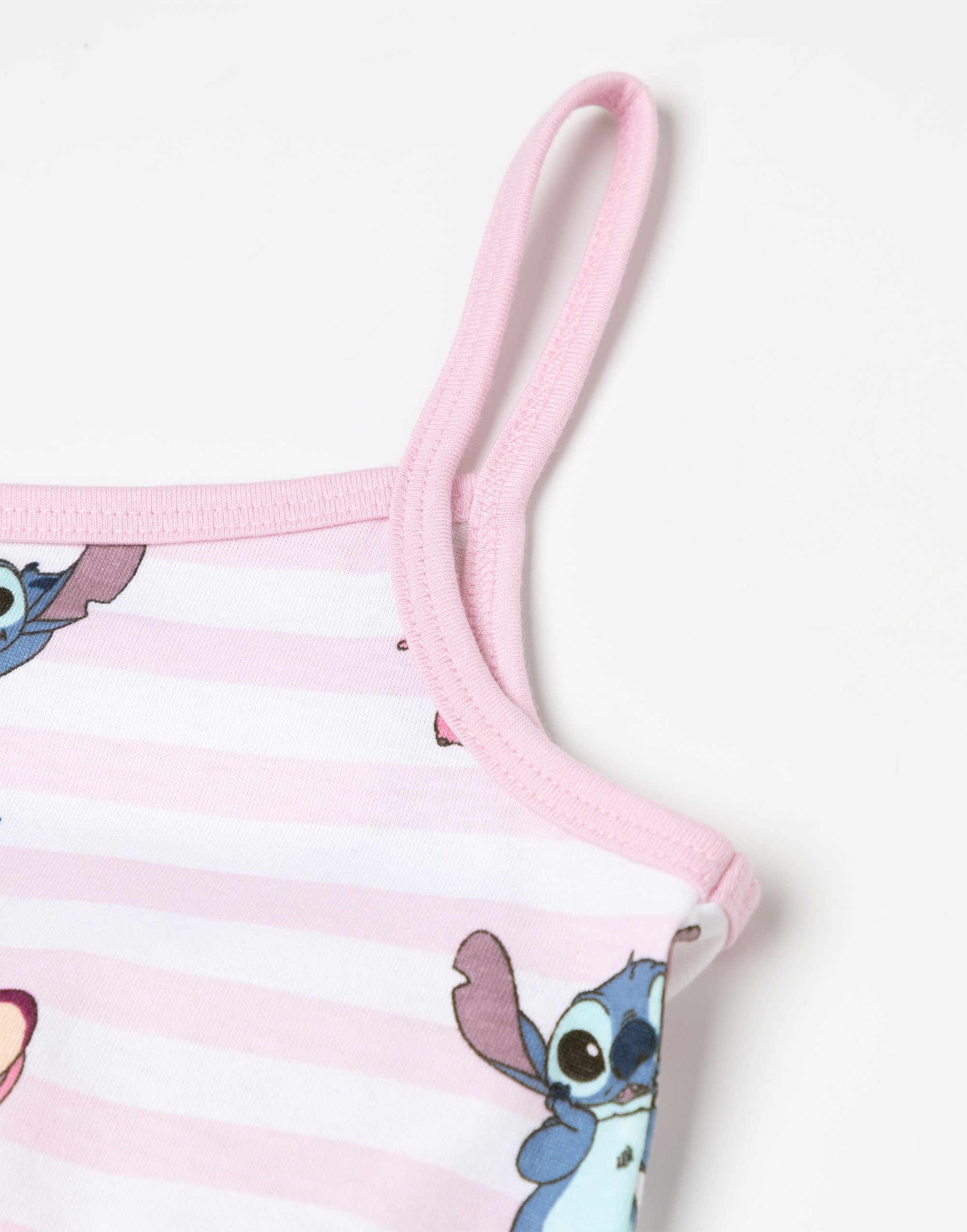 Disney Combinaison rose rayée sans manches Lilo & Stitch pour fille | Tenue d'été mignonne à l'effigie de Stitch et Angel | Taille élastiquée, poches et col rond, tenue décontractée