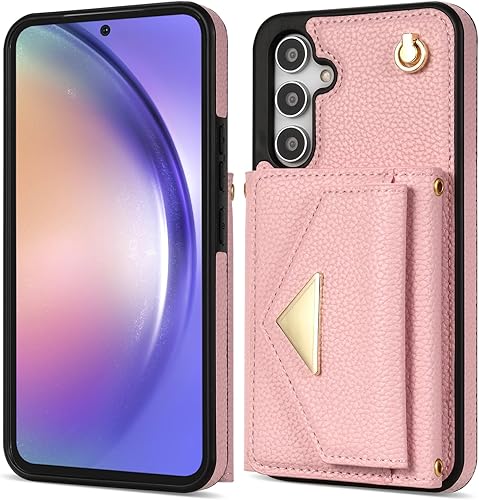 Miniatura 5 de Asuwish Funda para teléfono Samsung Galaxy A14M14 5G con tarjetero y ranura para tarjeta de crédito, soporte para hombro, correa cruzada, cordón