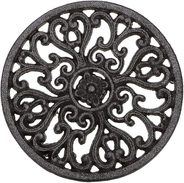 Sumnacon Cast Iron Trivet Decorative Round Trivet Mat Hot Pot Holder Pads with Vintage Pattern