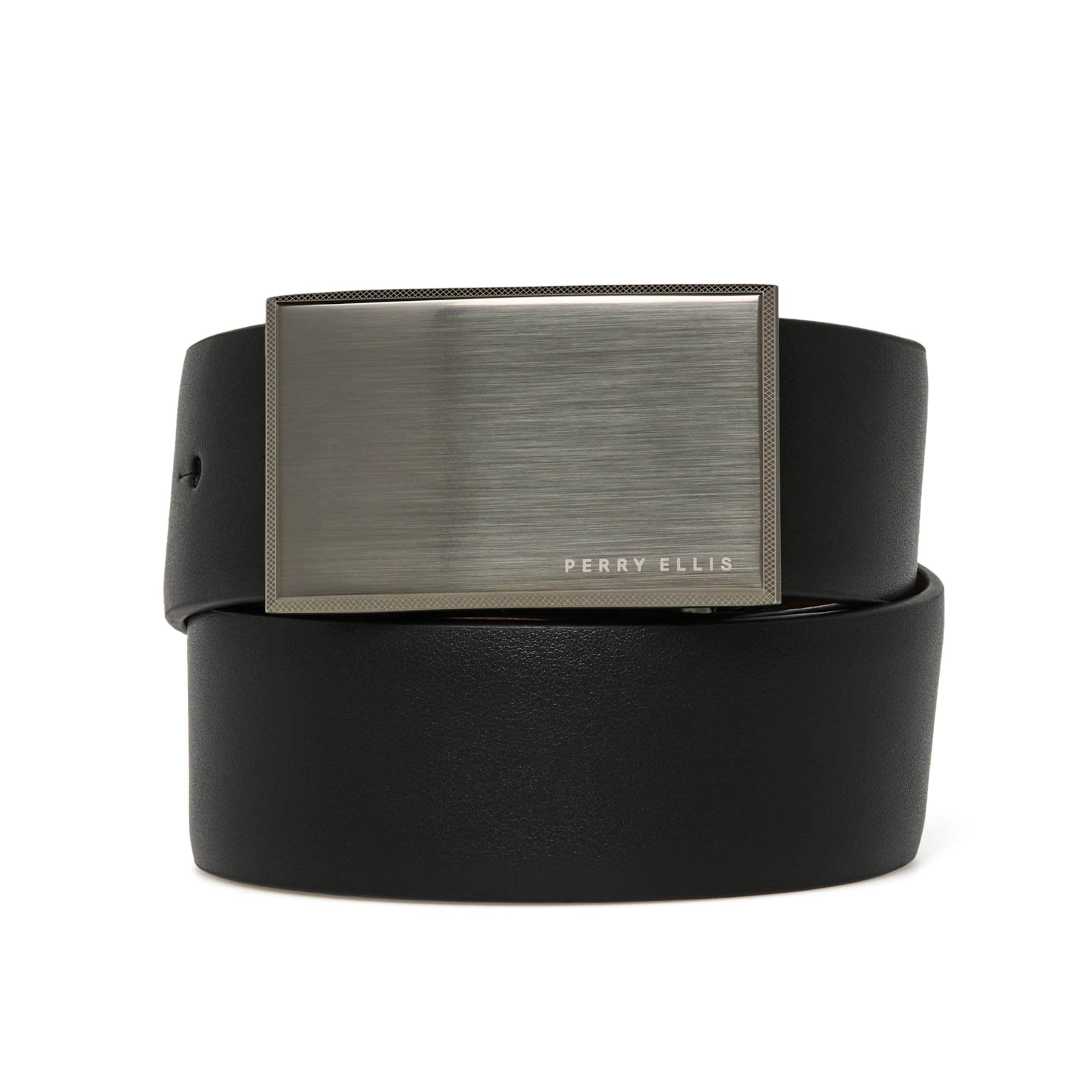 Men's Portfolio Patterned Plaque 100% Leather Reversible Belt (Sizes 30-44 Inches)