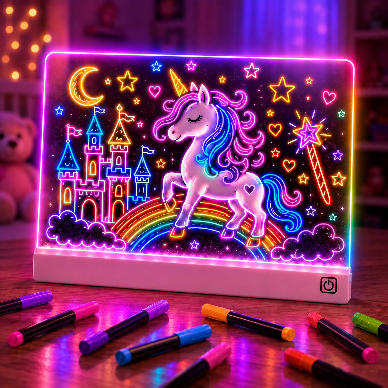 Verbessertes 40,6 cm LED-Zeichenbrett, wiederaufladbar, 8 Farben, 11 Lichtmodi, einstellbare Helligkeit, Acryl-Lichttafel zum Nachzeichnen mit Ständer, Markern und komplettem Set