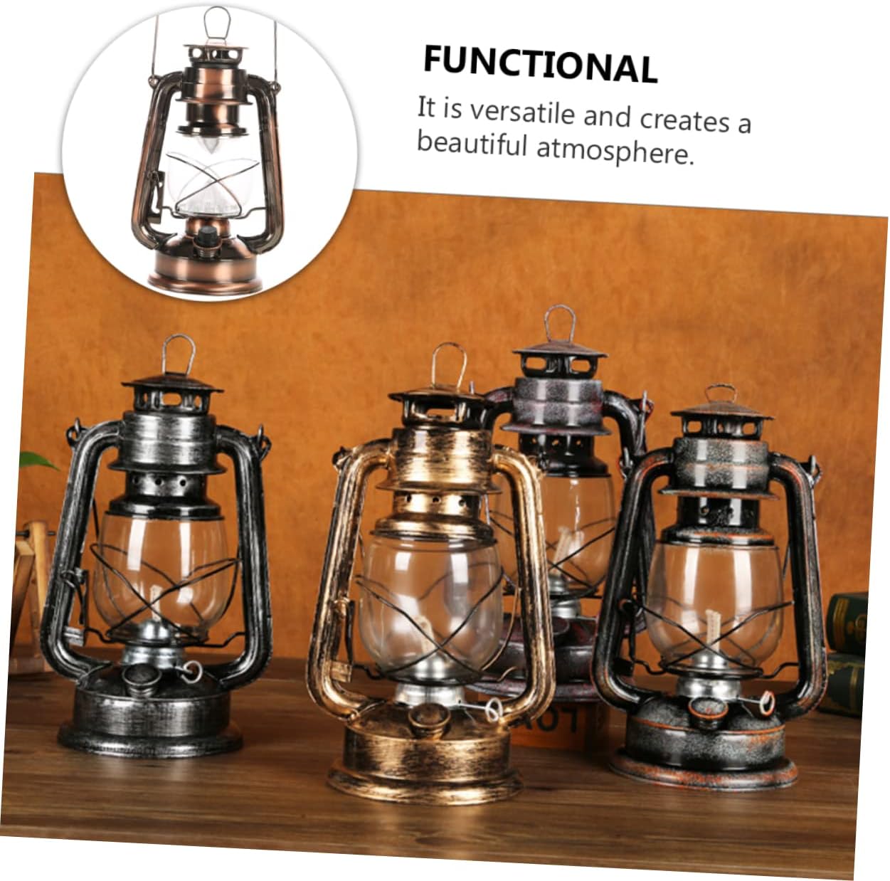 ABOOFAN 1pc Vintage Kerosene Lantern Hanging Light for Outdoor Camping Fast Charging High Brightness Night Lamp Rustic Finish for Home and Hiking