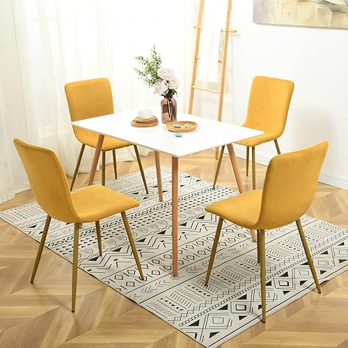Miniatura 2 de FurnitureR Sillas de comedor, Juego de 4 sillas de comedor, sillas de comedor amarillas, sillas modernas de cocina y comedor, Sillas de cocina