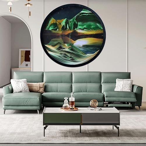 Heuanpte Decoración artística de arena móvil de 17.3 pulgadas, arte de arena 3D, movimiento líquido, pintura de arena de 360, arte de sala de estar,