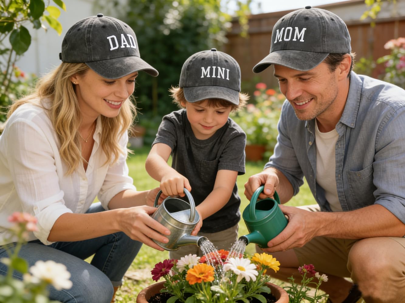 3PCS Dad Mom Mini Hats Set for Men Women Kids, Adjsutable Cotton Embroidered Family Matching Outfits Baseball Cap