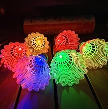 Leadge LED Shuttlecock Badminton Birdies, Shuttlecock Dark Night Nylon Glow Glow Birdies Lighting for Outdoor Indoor Sport Activities (6Packs) (Multi Color)