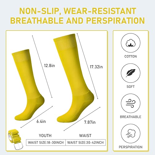 Miniatura 2 de Zhanmai Cinturón de béisbol y calcetines combinados, calcetines de sóftbol ajustables y cinturón elástico en la cintura para jóvenes, niños, niñas y