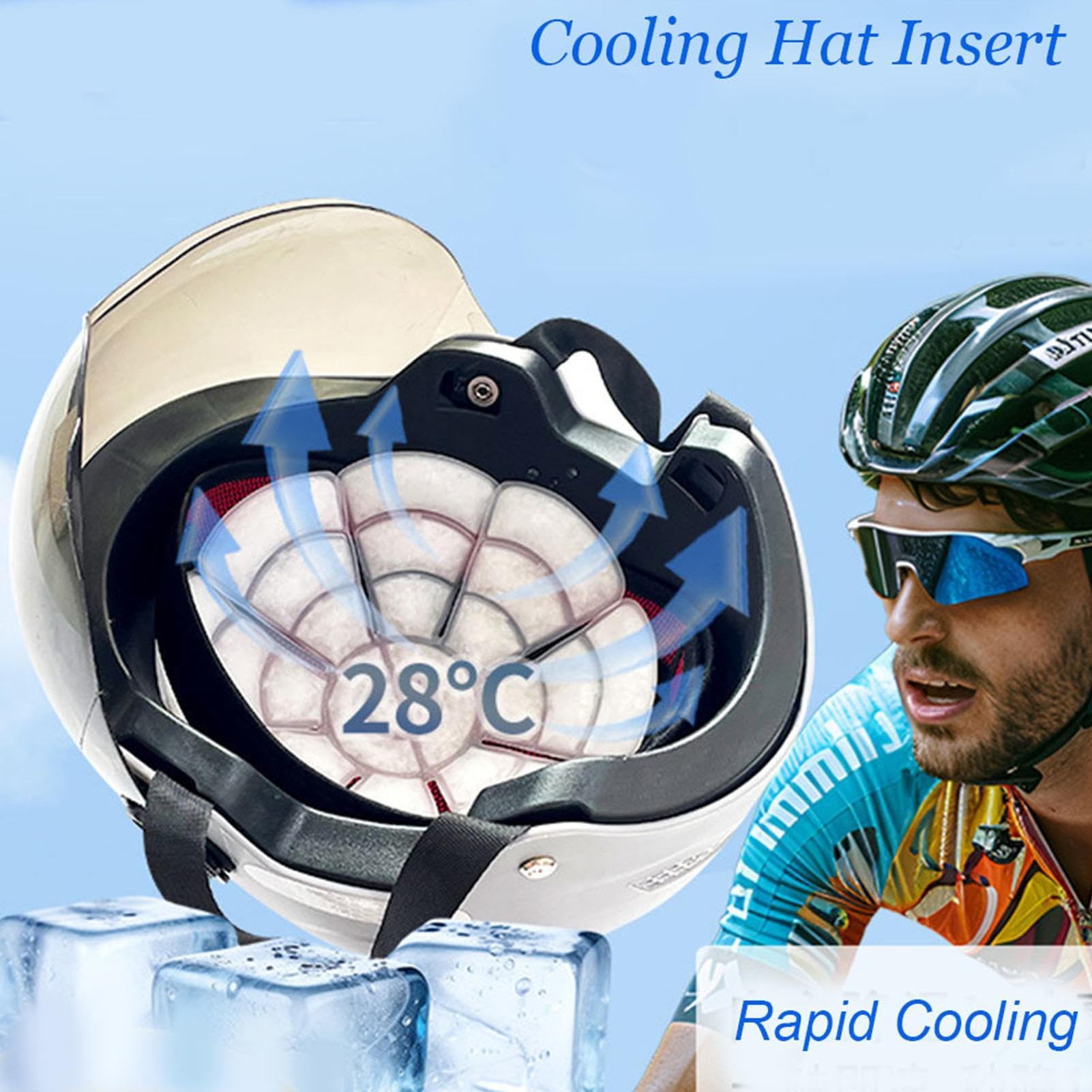 Hat Ice Pack Insert | Ice Pack Hat Liner,Head Ice Pack Head Cool Hard Hat Cooling Heat Strokes Prevention,Skin-Friendly Reusable Ice Hat Pack for Summers,Avoids Frostbite Damage