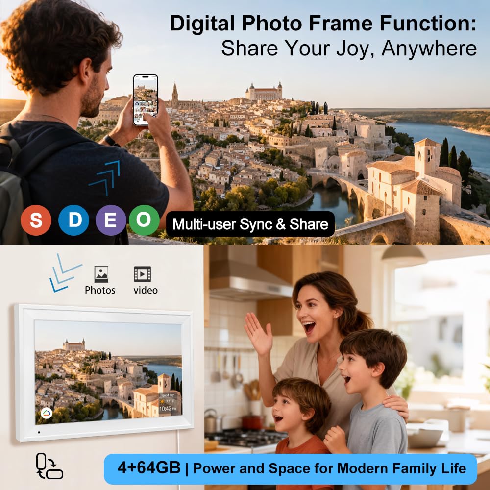 Calendario digitale intelligente per la famiglia, tabella delle faccende domestiche, schermo touchscreen HD, visualizzazione dei pasti e visualizzazione delle foto, si sincronizza con calendari online